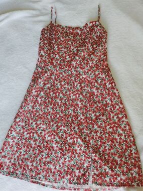 Red Floral Spaghetti-Strap Mini Dress Youth 11, Summer Dress